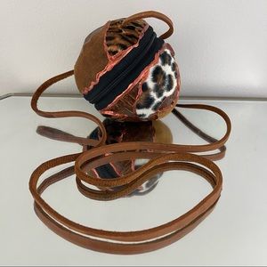 Y2K 90's Vibes Handmade Reworked Coconut Animal Print Patchwork Crossbody Purse